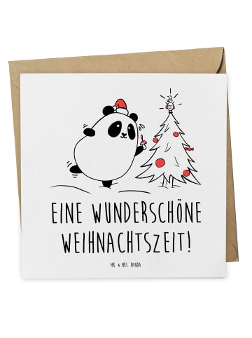 Mr. & Mrs. Panda Grußkarte Panda Weihnachtszeit mit Spruch in Weiß