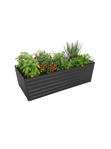 relaxdays Hochbeet in Anthrazit - (B)180 x (H)57 x (T)90 cm