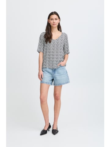 ICHI Kurzarm-Bluse IHMARRAKECH Regular fit in Total Eclipse Ikat Tile Aop