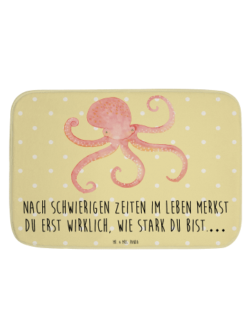 Mr. & Mrs. Panda Duschmatte Tintenfisch mit Spruch in Gelb Pastell