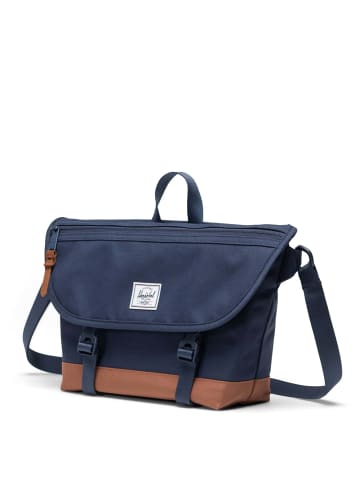 Herschel Cove Messenger - Umhängetasche S 24.5 cm (grid-black) in navy/saddle brown