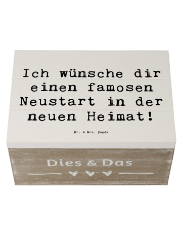 Mr. & Mrs. Panda truhe holz Spruch Neustart Umzug mit Spruch in Weiß