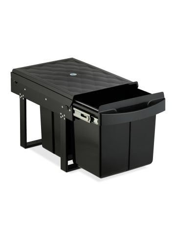 relaxdays Einbaumülleimer in Schwarz - 1x 15 l + 2x 8 l