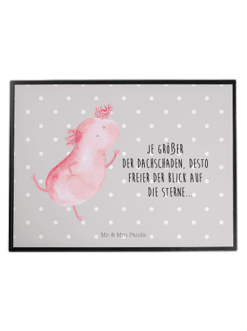 Mr. & Mrs. Panda Schreibunterlage Axolotl Tanzen mit Spruch in Grau Pastell
