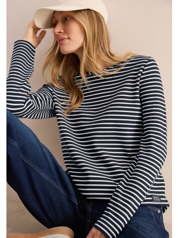 Cecil Gestreiftes Strukturshirt in Universal Blue