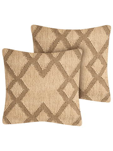Beliani 2er-Set Dekokissen GOPI in Beige/Braun