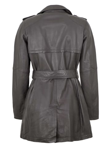 JILANI Leder-Trenchcoat Lammnappa in Grau