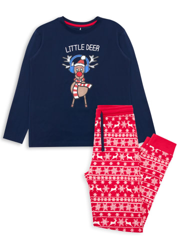 Threadboys Schlafanzug Boys THB Xmas Nightwear Deer in blau-schwarz