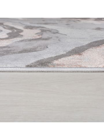 KADIMA DESIGN Kurzflor-Teppich Pflegeleicht OUSE Abstrakt Strapazierfähig in Rosa-Grau