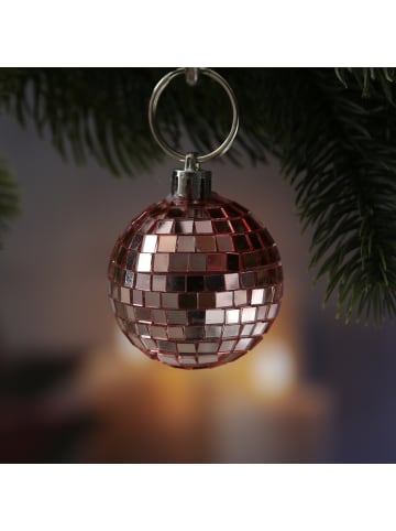 MARELIDA 12er Set Weihnachtsbaumschmuck Discokugel Spiegelkugel D: 5cm in kupfer