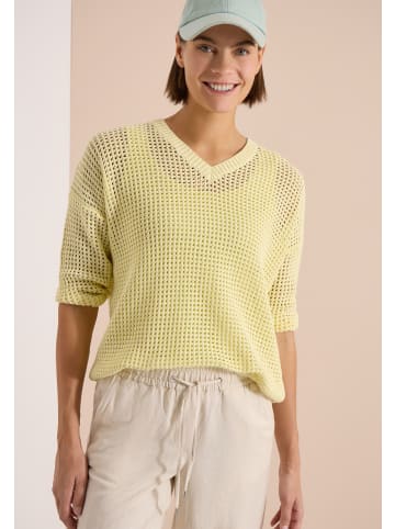 Cecil Sommerlicher Crochet-Pullover mit V-Ausschnitt in Light Buttermilk Yellow
