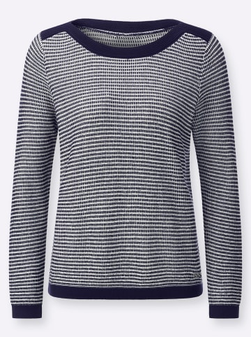 WITT WEIDEN Langarm-Pullover in marine-ecru-gemustert