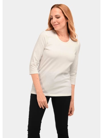 GOLDNER Baumwollshirt mit Schmucksteinen in cremeweiß