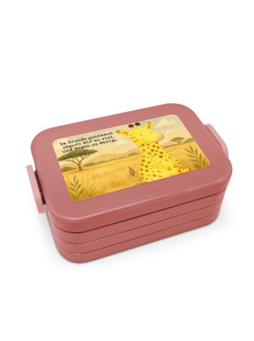 Mr. & Mrs. Panda Snackbox Giraffe Zufrieden Design mit Spruch in Rot Pastell