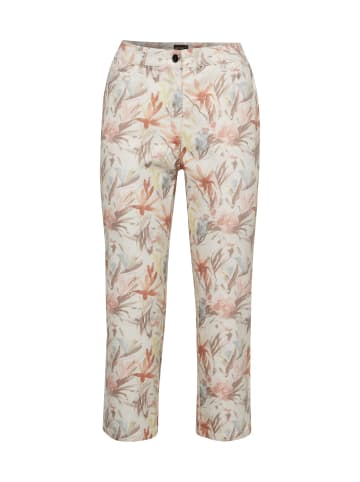 GOLDNER Kurzgröße:  Druckhose mit Blumenmuster in weiß / gemustert