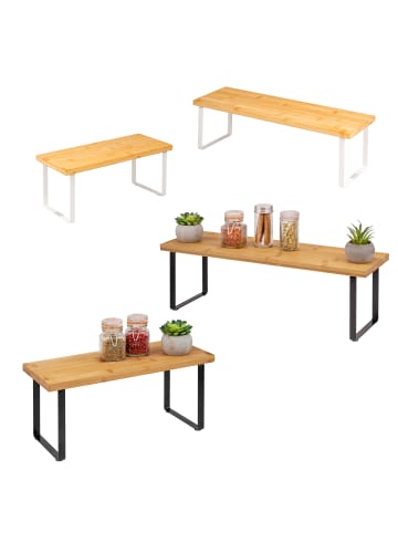 bremermann Gewürzregale 2er Set, Küchenregale aus Bambus und weißem Metall