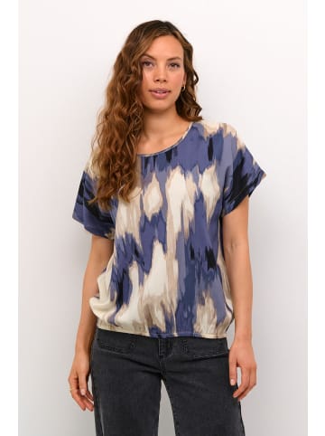 Kaffe Kurzarm-Bluse KAbeathe Loose fit in Blue Abstract Print