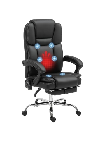 Vinsetto Bürostuhl mit Massagefunktion-66L x 67B x 118-126H cm-Schwarz