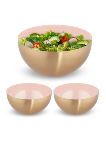 relaxdays 3 x Salatschüssel in Rosa/ Gold - (H)12,5 x Ø 25 cm