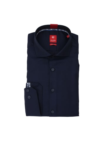 Pure City Hemd Slim fit Langarm in Uni blau