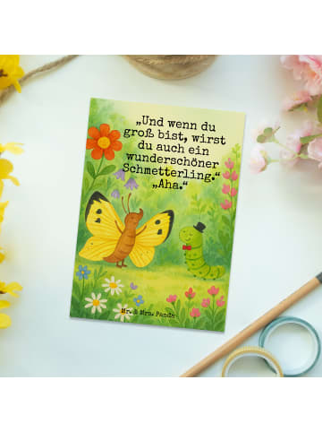 Mr. & Mrs. Panda Grußkarte Raupe Schmetterling Design mit Spruch in Weiß
