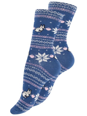 Vincent Creation® Bunte Fun Socken Farbenfrohe Freizeitsocken Damen & Herren in Häschenblau