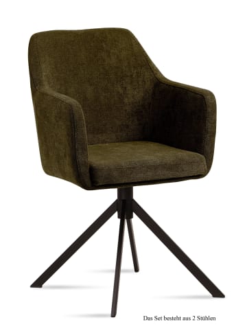 58 aufm Kessel ARMLEHNSTUHL (2er-Set) Dulcy 57x87x60 Schwarz/Khaki