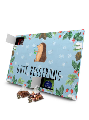 Mr. & Mrs. Panda Tee Adventskalender Igel Blumen mit Spruch in Eisblau