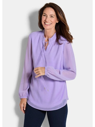 GOLDNER Kurzgröße: Chiffonbluse Elegante Jersey-Bluse mit Rundhals in flieder