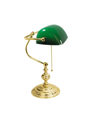 Licht-Erlebnisse Tischlampe (B)26 x (H)39 cm in Messing poliert Grün