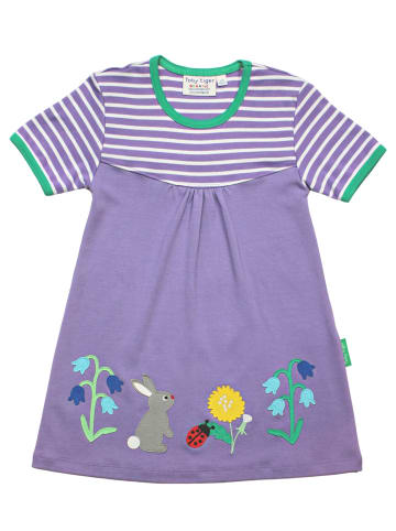 Toby Tiger Kinder Kleid mit Frühlings Applikation in lila