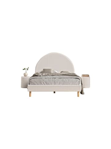 58 aufm Kessel POLSTERBETT mit Hocker Karlotta 147x132x212 aus Holzwerkstoff in Weiß