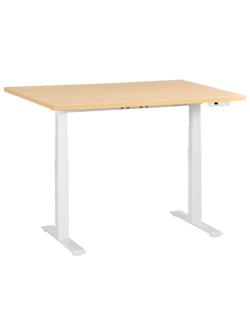 Beliani Höhenverstellbarer Schreibtisch DESTINES in Braun/Weiß