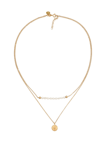 Elli Halskette 925 Sterling Silber Plättchen, Sonne in Gold