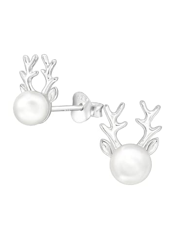 Alexander York Ohrringe, Ohrstecker RENTIER mit Perle in 925 Sterling Silber, 2-tlg.