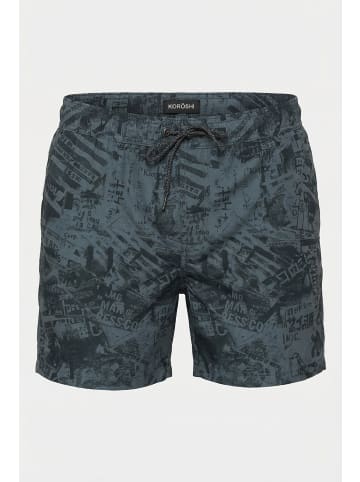 KOROSHI Lässiger technischer mittellanger badeanzug für herren in khaki