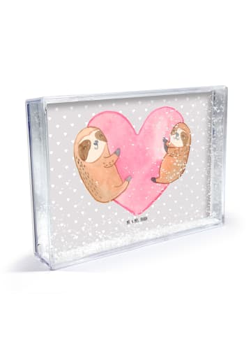 Mr. & Mrs. Panda Bilderrahmen Faultiere Herz ohne Spruch in Grau Pastell