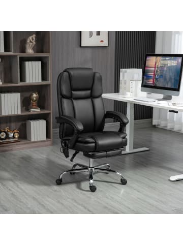 Vinsetto Bürostuhl mit Massagefunktion-66L x 67B x 118-126H cm-Schwarz