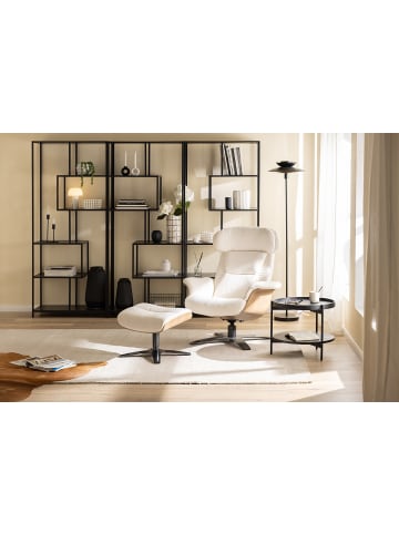 home24 home24 Polsterhocker aus Chenille & lackiertem Eisen in Creme, 52 x 40 x 39 cm in Creme