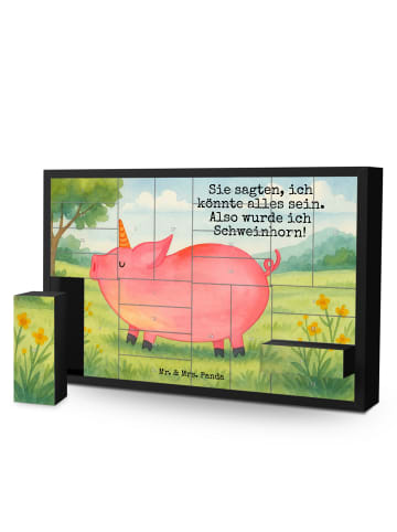 Mr. & Mrs. Panda Adventskalender Einhorn Schwein Design mit Spruch in Weiß