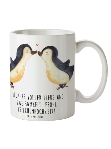 Mr. & Mrs. Panda Trinkbecher 13. Hochzeitstag Veilchenhochzeit m... in Weiß