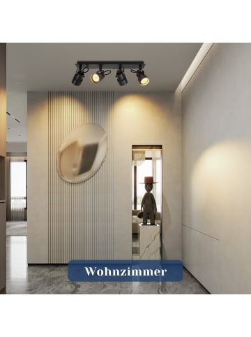 ZMH Deckenleuchte in Schwarz 4-flammige GU10 Vintage Schwenkbar Flurlampe