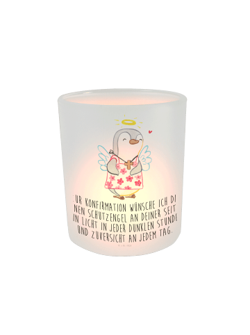 Mr. & Mrs. Panda Windlicht aus Glas Pinguin Konfirmation mit Spruch in Transparent