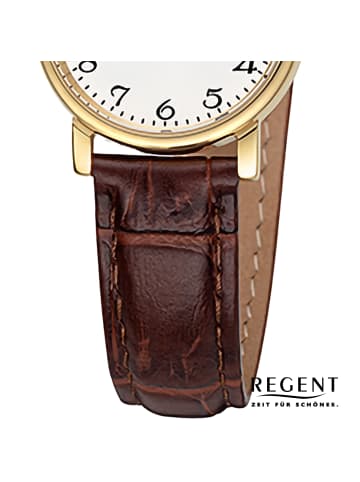 Regent Analog-Armbanduhr Regent Lederarmband braun klein (ca. 26,5mm)