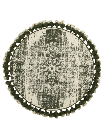 Beliani Kurzflor KAHTA in Grün/Weiß - (W) 120 x (H) 1 x (L) 120 cm