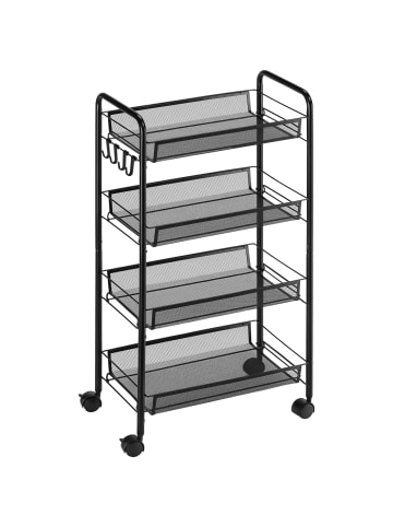 HOMCOM Servierwagen in Schwarz 45L x 26,5B x 84H cm