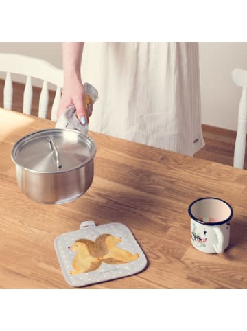 Mr. & Mrs. Panda Topflappen Igel händchenhaltend ohne Spruch in Grau Pastell