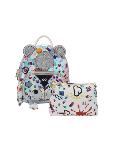 myMo Women Backpack in White Multicolor