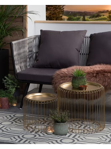 Beliani Outdoorteppich BIDAR in Grau/Weiß - (W) 90 x (H) 0.5 x (L) 180 cm