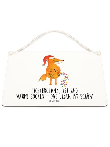Mr. & Mrs. Panda Holzschild Fuchs Weihnachten mit Spruch in Weiß